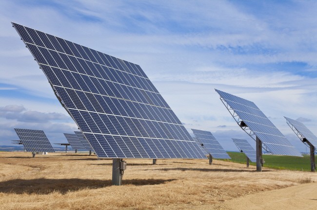 A field of photovoltaic solar panels providing alternative green energy